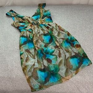 Suzi Chin Silk Dress Size 4 Fairy Whimsy Floral Summer Cocktail Party